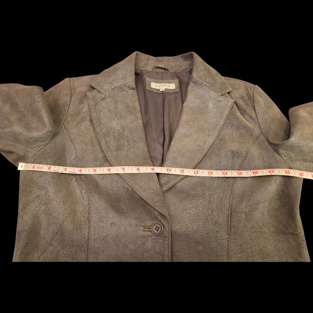 SORBE Sz Medium Suede Leather‎ Jacket Brown Metallic - Picture 6 of 10